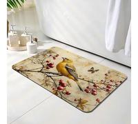 Tapis de Bain Jaune, Tapis de Douche Antidérapant 50 x 60 cm, Séchage Rapide, Absorbant l'eau, Anti Odeur, Facile à Nettoyer, pour Douche, Salle de Bain, Paillasson, Chambre et Salon, Oiseau O-7521