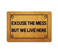 Tapis De Bain Lavable Tapis Entree Excusez Le Désordre, mais Nous Habitons Ici. Facile À Nettoyer Tapi D'Entrée pour Terrasse Chambre Intérieur 40X60Cm