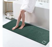 Tapis de bain long antidérapant, absorbant, à séchage rapide, fin, avec partie arrière en caoutchouc, facile à entretenir, 17 x 59 pouces, couleur vert foncé