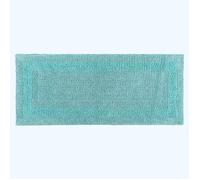 HOMESCAPES Grand Tapis de Bain de Luxe 1600 g/m² Extra Doux 100% Coton réversible, antidérapant, Lavable, Super Absorbant, séchage Rapide, 40 x 100 cm, Bleu Aqua