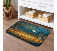 Tapis de bain lumineux à séchage rapide, absorbant et antidérapant, en mousse à mémoire de forme, lavable pour décoration de salle de bain, 50,8 x 81,3 cm, citrouille d'Halloween