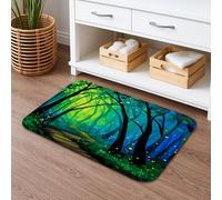 Tapis de bain lumineux à séchage rapide, motif arbres colorés, nature, absorbant, antidérapant, en flanelle, pour salle de bain, toilettes, toilettes, décoration 40,6 x 61 cm