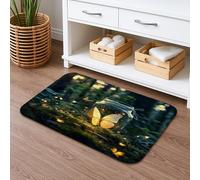 Tapis de bain lumineux à séchage rapide, motif forêt enchantée, antidérapant, lavable en mousse à mémoire de forme, pour salle de bain, toilettes, toilettes, 40,6 x 61 cm