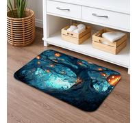 Tapis de bain lumineux, motif citrouille d'Halloween, arbre effrayant, absorbant, antidérapant, lavable en mousse à mémoire de forme pour salle de bain, toilettes, toilettes, décoration 40,6 x 61 cm