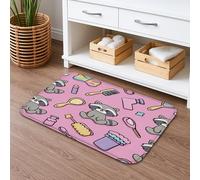 Tapis de bain mignon à séchage rapide, motif animal de dessin animé, absorbant, antidérapant, lavable en mousse à mémoire de forme, pour salle de bain, toilettes, toilettes, décoration, 50,8 x 81,3 cm
