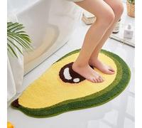 Tapis de Bain Mignon en Forme d'avocat, floqué, antidérapant et Absorbant. | Un motif ludique d'avocat de dessin animé apporte une touche de fantaisie à votre salle de bain ; sa floquée est