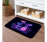 Tapis de bain mignon et lumineux pour la nuit - Motif papillon - Décoration antidérapante - En flanelle - Lavable - Pour la maison - 50,8 x 81,3 cm
