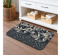 Tapis de bain moderne à séchage rapide, motif géométrique océan, absorbant, antidérapant, décoration d'été, en flanelle, lavable pour salle de bain, 40,6 x 61 cm
