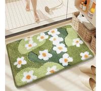 Tapis De Bain Moderne Antidérapant en Microfibre Ultra-absorbante, Tapis De Bain Fleuri en Peluche, Toilette Épais Et Tendance for La Décoration Intérieure(Moss Flowers,40x60cm)