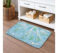 Tapis de bain moderne et élégant à séchage rapide, motif verre de mer, absorbant, antidérapant, lavable en flanelle pour salle de bain, toilettes, toilettes, 40,6 x 61 cm