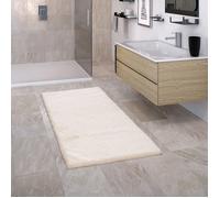 Paco Home Tapis Salle De Bain Tapis De Bain Tapis De Douche Tapis Shaggy Antidérapant Moelleux Lavable Design Monochrome, Dimension:60x100 cm, Couleur:Crème