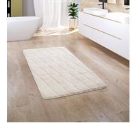 Paco Home Tapis Salle De Bain Tapis De Bain Tapis De Douche Moelleux Mousse À Mémoire De Forme Effet 3D Lavable, Dimension:60x100 cm, Couleur:Crème 4