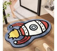 Tapis De Bain Moelleux sur Le Thème De l'espace. Tapis De Bain 3D Motif Planète, en Microfibre Floquée Ultra Douce, Antidérapant Et Absorbant(Galaxy Bus,50x80cm)