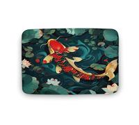Tapis de Bain Motif Animaux et Poissons, Motif étang de Lotus, avec Envers antidérapant, en Microfibre Douce pour Douche, lavabo, entrée, 50,8 x 81,3 cm
