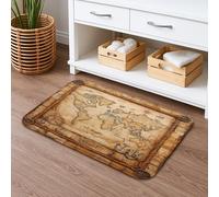 Tapis de bain motif carte du monde vintage, thème nautique, absorbant, antidérapant, lavable en mousse à mémoire de forme, décoration de plage, 40,6 x 61 cm