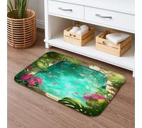 Tapis De Bain Motif De Fleurs Et De Feuilles Colorées De Paradis Tropical, Antidérapant Tapi Entrée Facile À Nettoyer Tapis De Porte 40X60Cm pour Extérieur Déco Terrasse
