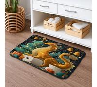 Tapis de bain motif dragon doré, décoration fantaisie, antidérapant, confortable, en flanelle, lavable pour Noël, salle de bain et toilettes, 50,8 x 81,3 cm