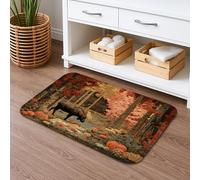 Tapis de bain motif scène de buffle de forêt d'automne, design rustique vintage, décoration d'automne, tapis de douche antidérapant et absorbant, tapis de salle de bain en mousse à mémoire de forme