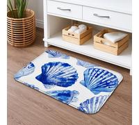 Tapis de bain nautique à séchage rapide, absorbant, antidérapant, en flanelle, lavable pour salle de bains et toilettes, bleu océan, 40,6 x 61 cm