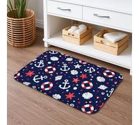 Tapis de bain nautique à séchage rapide, absorbant, antidérapant, en flanelle, motif ancres maritimes, étoiles de mer, lavable pour salle de bains, toilettes, toilettes, décoration 40,6 x 61 cm