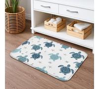 Tapis de bain nautique à séchage rapide, absorbant, antidérapant, lavable en flanelle, pour salle de bain, toilettes, toilettes, décoration bleu océan, 50,8 x 81,3 cm