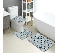 Tapis de bain nautique à séchage rapide, motif requins bleus ludiques et gouttes d'eau, absorbant, antidérapant, tapis de bain décoratif d'été lavable pour salle de bain et toilettes