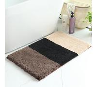 Tapis de Bain Noir Beige Brun Tapis Salle de Bain Doux Confortable Tapis de Douche Microfibre Tapis de Bain Absorbant Tapis Antidérapant Tapis Lavable en Machine Tapis Bain 50x80cm