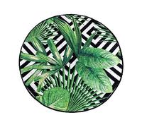 Tapis de bain noir et blanc et feuilles vertes