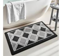 Tapis de Bain Noir Gris Clair Tapis Douche Antidérapant Moelleux Microfibre Tapis Salle de Bain Lavable Machine Bath Mat Absorbant d'eau Epais Rug 50x80cm