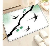 Tapis de Bain Noir Vert Tapis Salle de Bain Doux Microfibre Tapis de Douche Antiderapant Lavable Machine Bath Mat Absorbant d'eau Epais Rug 50x80cm