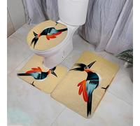 Tapis de Bain Oiseau Jaune Tapis Toilette WC Contour Mousse Mémoire Antiderapant Absorbant Séchage Rapide Lavable Couvercle pour Abattant WC 3 Pièces Décoration Maison 45x75 cm