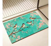 Tapis de Bain oiseau Séchage Rapide 40 x 50 cm, Tapis de Douche Antidérapant, Absorbant l'eau, Anti Odeur, Facile à Nettoyer, pour Douche, Salle de Bain, Paillasson, Chambre et Salon, Fleur D-8995