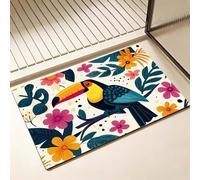 Tapis de Bain oiseau Séchage Rapide 40 x 50 cm, Tapis de Douche Antidérapant, Absorbant l'eau, Anti Odeur, Facile à Nettoyer, pour Douche, Salle de Bain, Paillasson, Chambre et Salon, Plante D-8941