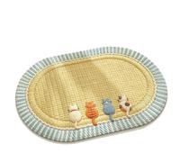 Tapis de Bain Ovale avec Motifs brodés, Tapis tissé antidérapant (9,15.7 × 23.6 inch)