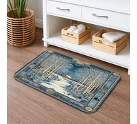 Tapis de bain paysage d'hiver à séchage rapide, motif forêt enneigée, absorbant, antidérapant, décoratif saisonnier, lavable pour salle de bains et toilettes, 40,6 x 61 cm