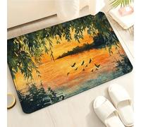 Tapis de Bain Paysage Vert Foncé Tapis Salle de Bain Doux Microfibre Tapis de Douche Antiderapant Lavable Machine Bath Mat Absorbant d'eau Epais Rug 40x60cm