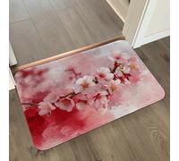Tapis de Bain Plante De Fleurs Rouges Tapis Salle de Bain Doux Microfibre Tapis de Douche Antiderapant Lavable Machine Bath Mat Absorbant d'eau Epais Rug 40x60cm