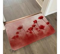 Tapis de Bain Plantes Rouges Rétro Tapis Salle de Bain Doux Microfibre Tapis de Douche Antiderapant Lavable Machine Bath Mat Absorbant d'eau Epais Rug 50x80cm