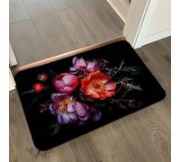 Tapis de Bain Plantes Rouges Violettes Tapis Salle de Bain Doux Microfibre Tapis de Douche Antiderapant Lavable Machine Bath Mat Absorbant d'eau Epais Rug 40x60cm