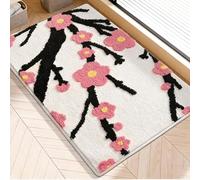 Tapis De Bain Plum Blossom, Tapis De Bain Doux Et Absorbant, Tapis Antidérapant Lavable pour La Douche, La Cuisine, L'entrée, Les Animaux Domestiques(Pink,50x80cm)