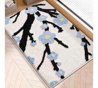 Tapis De Bain Plum Blossom, Tapis De Bain Doux Et Absorbant, Tapis Antidérapant Lavable pour La Douche, La Cuisine, L'entrée, Les Animaux Domestiques(Bleu,40x60cm)