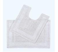 HOMESCAPES Lot de 2 Tapis de Bain 50x80 cm et 50x55 cm - Blanc - 100% Coton - Tapis Salle de Bain et Contour WC - Première Qualité - Lavable en Machine