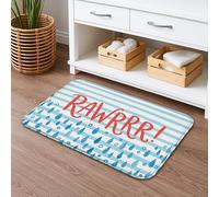 Tapis de bain rayé à séchage rapide motif gouttes d'eau - Absorbant et antidérapant - En flanelle - Lavable - Pour salle de bains et toilettes - 50,8 x 81,3 cm