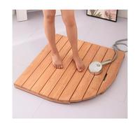 Tapis de bain rectangulaire en bambou naturel antidérapant et résistant à l'eau pour douche et spa, motif planche de canard pour intérieur et extérieur, 70 x 70 cm (l x L)