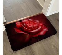 Tapis de Bain Rétro Rouge Tapis Salle de Bain Doux Microfibre Tapis de Douche Antiderapant Lavable Machine Bath Mat Absorbant d'eau Epais Rug 50x80cm