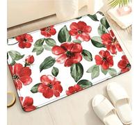 Tapis de Bain Retro Vert Rouge Tapis Salle de Bain Doux Microfibre Tapis de Douche Antiderapant Lavable Machine Bath Mat Absorbant d'eau Epais Rug 40x60cm