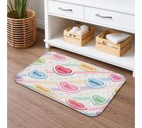 Tapis de bain romantique à séchage rapide pour la Saint-Valentin, messages d'amour colorés, absorbant, antidérapant, romantique, en flanelle lavable pour décoration de salle de bain, 50,8 x 81,3 cm
