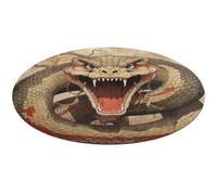 Tapis de bain rond doux et absorbant, antidérapant, motif serpent à bouche ouverte, pour chambre à coucher, salon, décoration d'intérieur, 80 x 80 cm