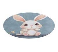 Tapis de bain rond doux et absorbant avec motif lapin mignon de dessin animé et antidérapant, pour chambre à coucher, salon, décoration d'intérieur - 90 x 90 cm