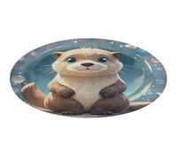 Tapis de bain rond doux et absorbant avec motif loutre de dessin animé, antidérapant, pour chambre à coucher, salon, décoration d'intérieur - 80 x 80 cm